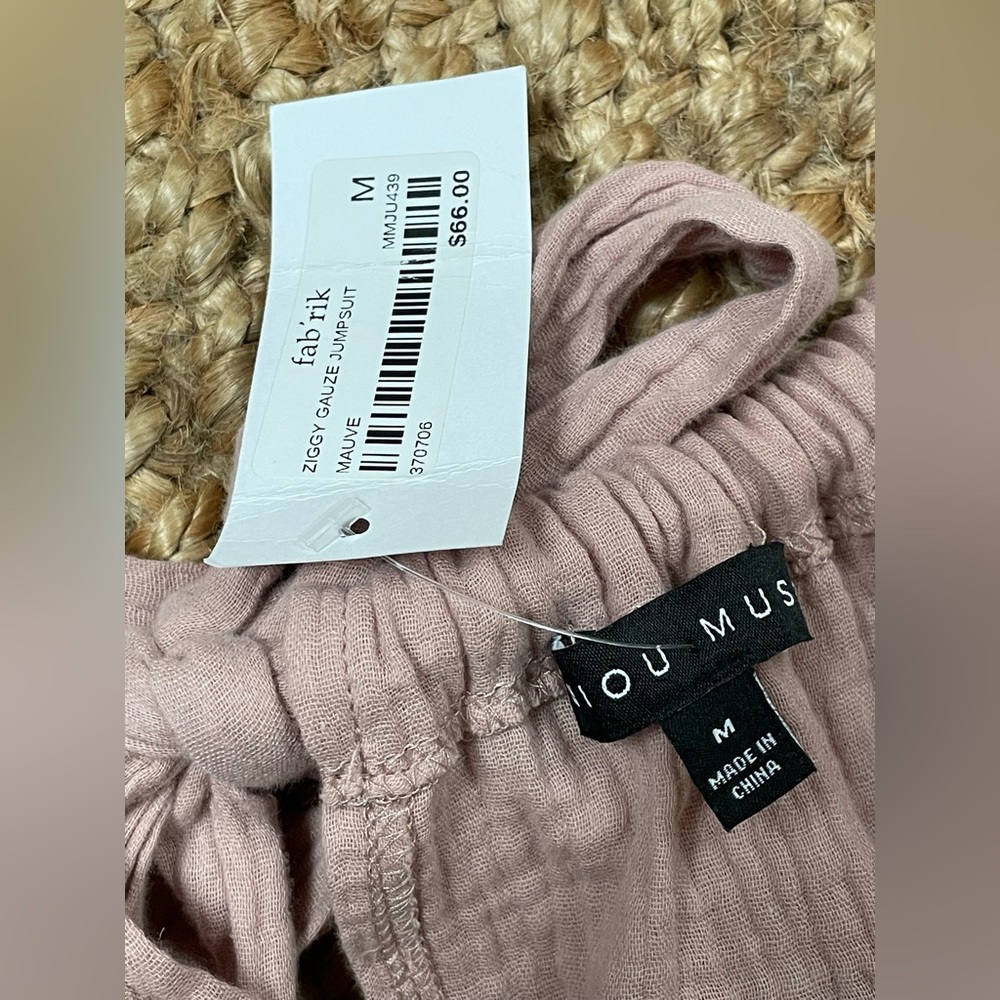 NEW MIOU MUSE Ziggy Gauze Jumpsuit, Mauve size Medium nwt